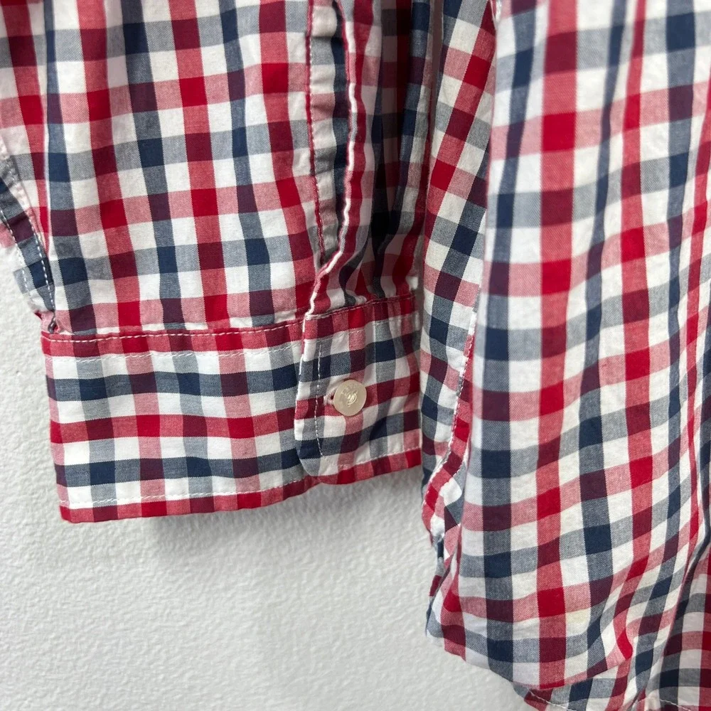 Levi's Button Down Shirt Red White & Blue Gingham Check Long Sleeve‎ Cotton 4XL